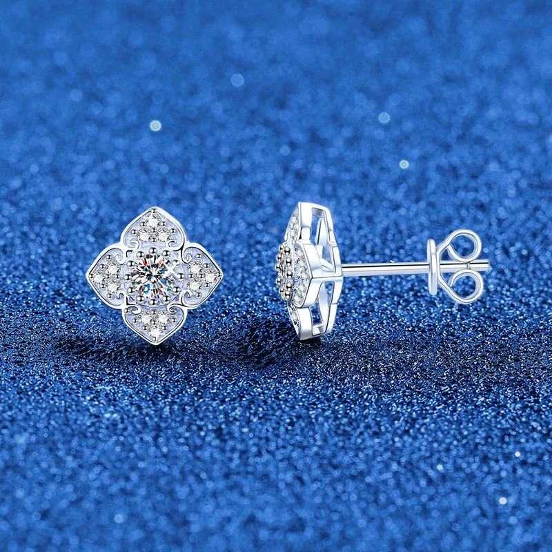 Фото Серьги-клевер E375 Lefei Fashion с цветными бриллиантами и классическим дизайном из муассанита, серебро 925 пробы, для женщин, подарок на вечеринку №5