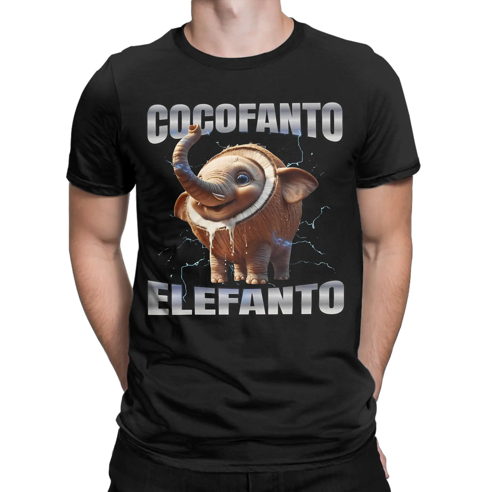 Фото Потрясающая винтажная забавная футболка Cocofanto Elefanto для мужчин и женщин, хлопковые футболки с круглым вырезом, итальянские футболки Brainrot, одежда больших размеров №2