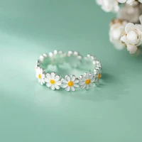 womens creative sweet cute daisy enamel open ring exquisite flower party bridal wedding rings fashion jewelry accessories gifts