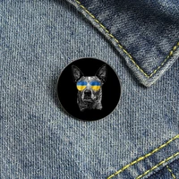 dog lover ukrainian flag sunglasses country pin custom funny brooches shirt lapel bag cute badge gift for lover girl friends