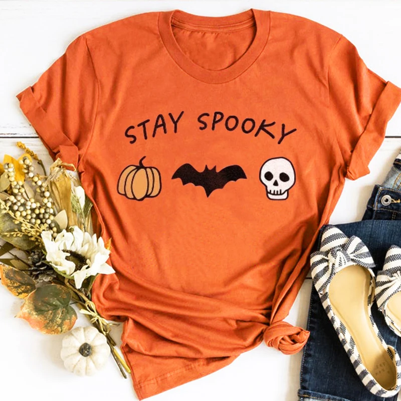 

Stay Spooky Happy Halloween Tshirt Halloween Tee Oversized Tee Halloween Shirt Pumpkin T-shirt Bat Skeleton Tshirt Punk