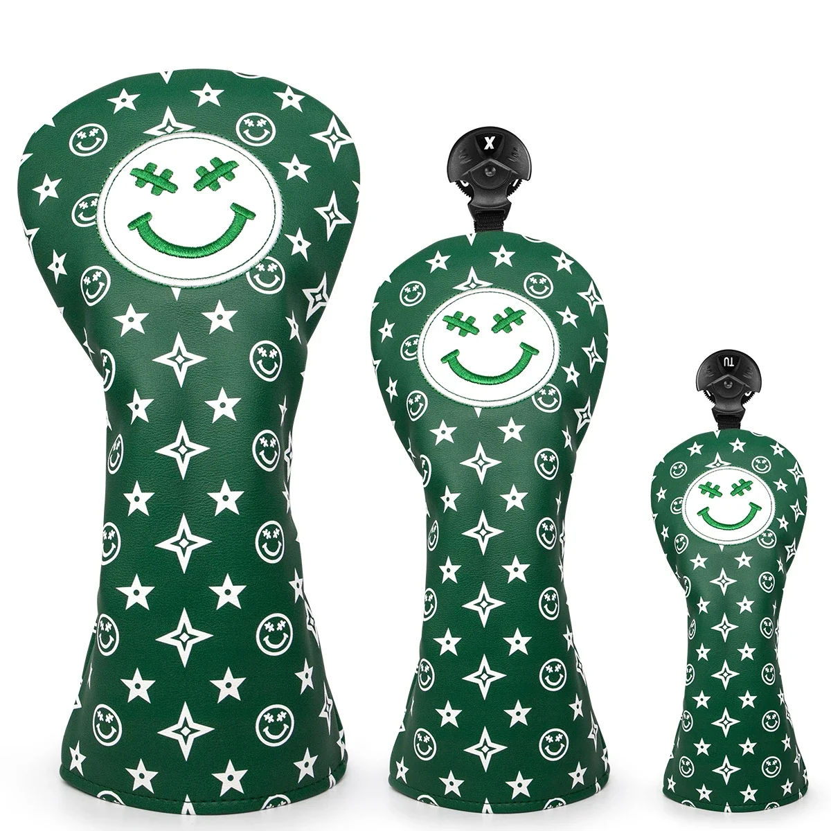 

Stars and Smiles Golf Club Covers for Driver Fairway, Hybrids 4 Options Golf Driver Headcover/ Golf Fairway Wood Head Cover/