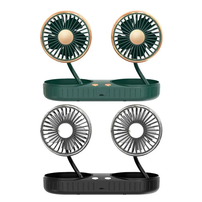 

Автомобильный вентилятор с двойной головкой, Электрический автомобильный охлаждающий вентилятор, портативный вентилятор для приборной панели автомобиля, вращение на 360 градусов, 3 режима скорости, бесшумный стол