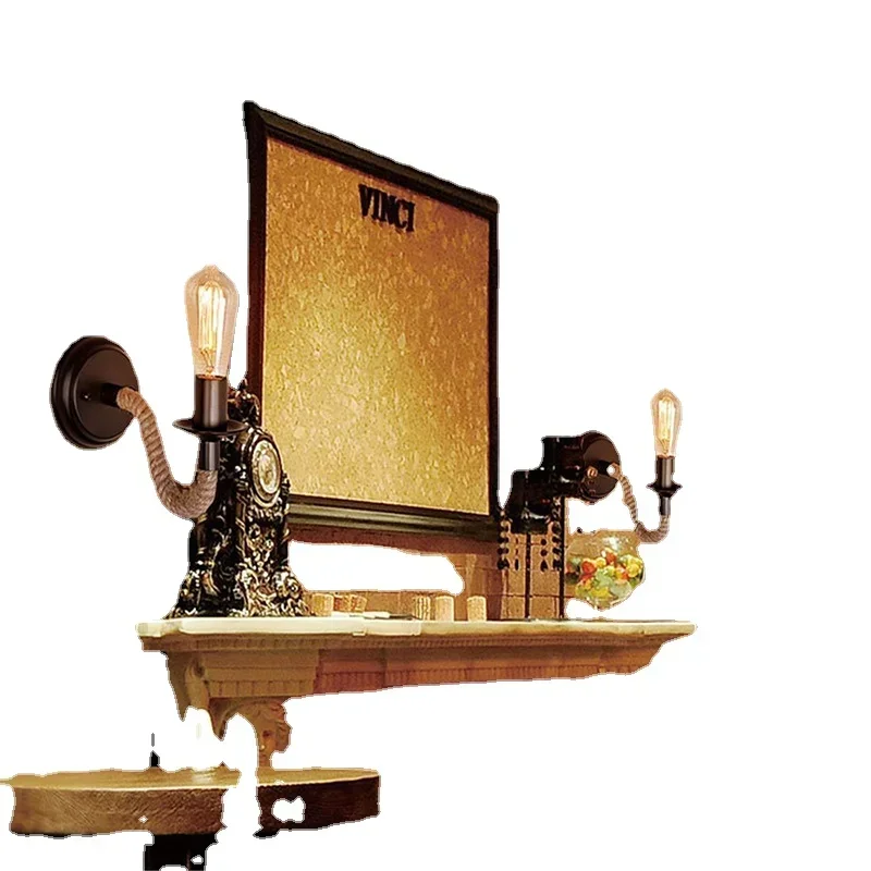 Кантри пеньковая веревка настенный светильник в стиле ретро настенное бра рядом