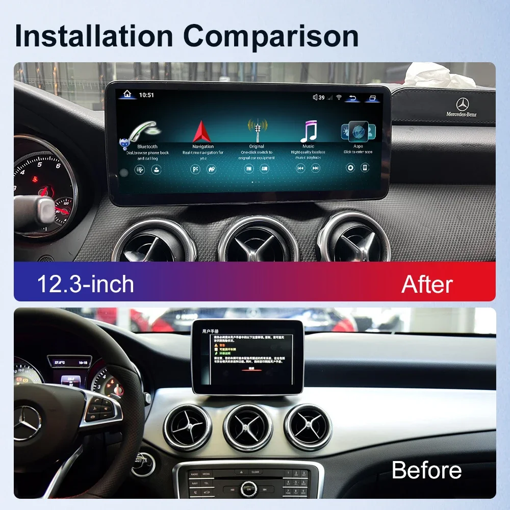 12.3 2K Автомобильное Радио Для Mercedes Benz A/CLA/GLA A180 A200 2014-2019 W176/X156/C117 Android Auto