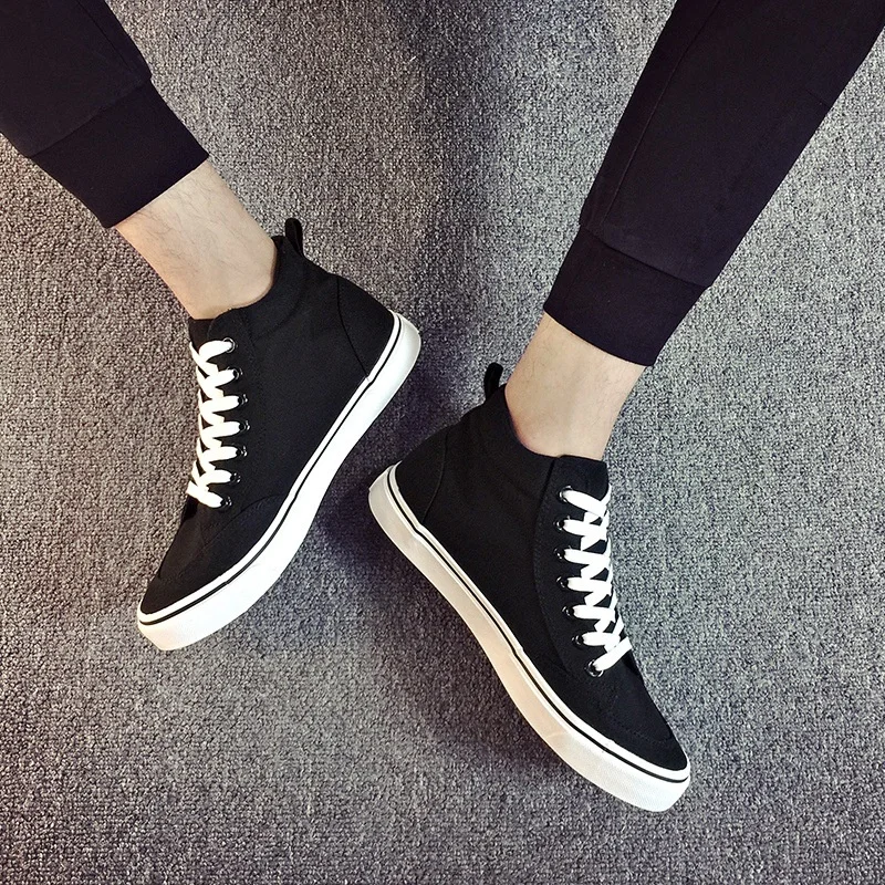 

Кеды мужские высокие, повседневная брендовая Классическая обувь, плоская подошва, черные, белые, A136