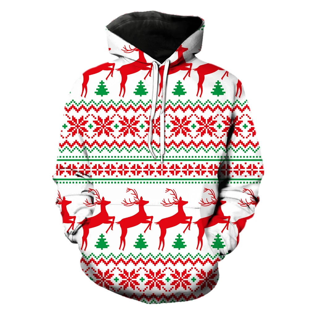 

Santa Claus Christmas Tree Men's Hoodies Tops Hip Hop 3D Print Long Sleeve With Hood Jackets Streetwear Casual Fashion Teens