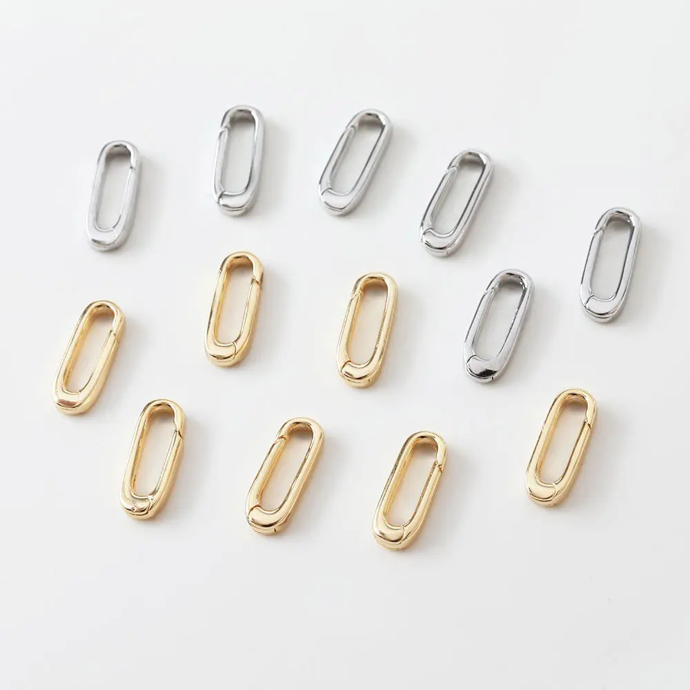 

2PCS 8*18mm 14k Gold Plated Oval Spring Buckle Bracelet Link Buckle for Jewelry Making Supplies DIY Hand Brass Accessories