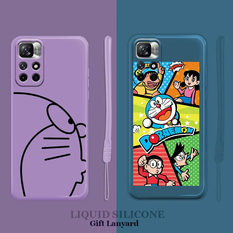 

Square Liquid Case For Xiaomi Redmi Note 11 11T 9 9S 8 10 Pro for Redmi 8 9T 9A 9C 10C K40 Anime Doraemon Nobita Nobi Comics