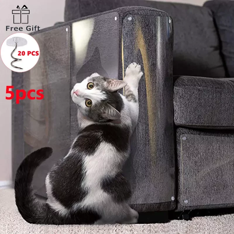 

2023NEW 5pcs Cat Scratcher Cat Scratching Post Cat Scratch Sofa Board Couch Protector Clear Cat Scratch Pad for Furniture Protec