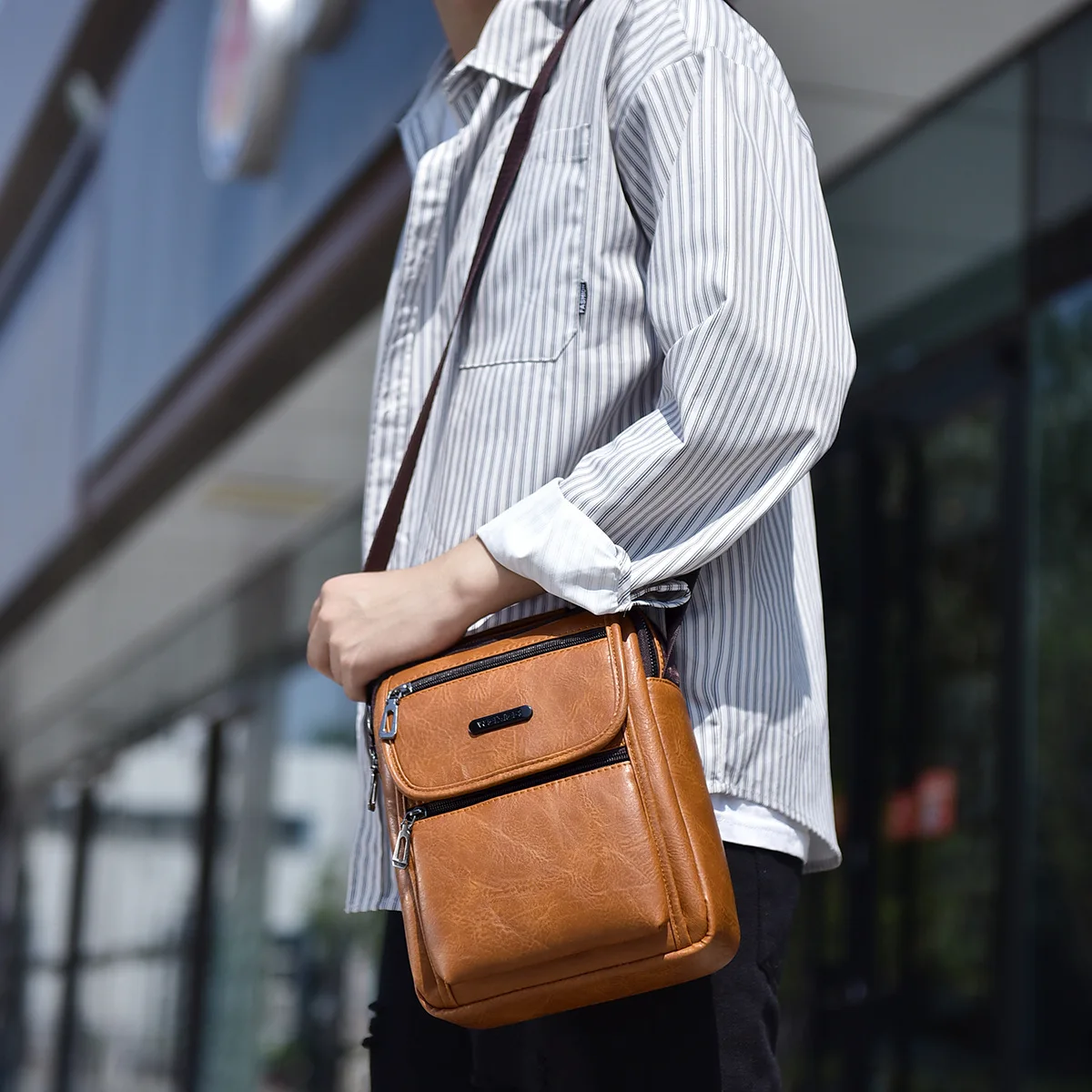 

Деловая сумка через плечо для мужчин, вместительный износостойкий мессенджер из экокожи для документов, сумочка кросс-боди в стиле ретро