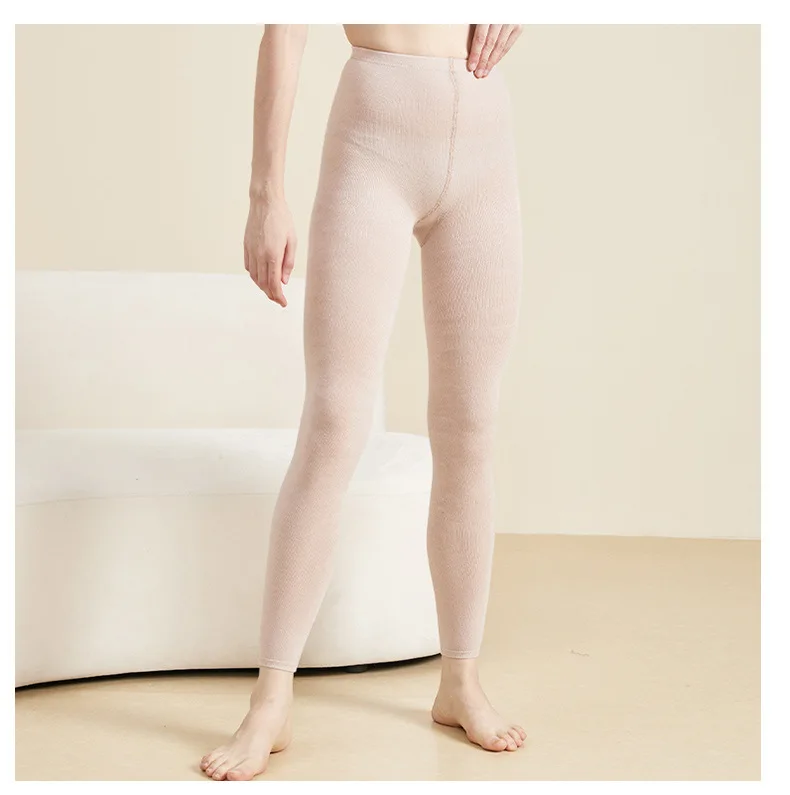 Autumn and Winter Mulberry Silk Blend Tights Slim High Waist Stovepipe Socks Anti-hook Thickening Warm Leggings Ankle Length