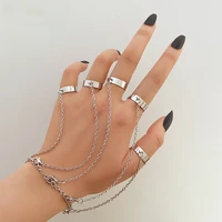 new punk cool hip hop wrist bracelet ladies mens ring adjustable chain open ring alloy rotating couple ring party jewelry gift