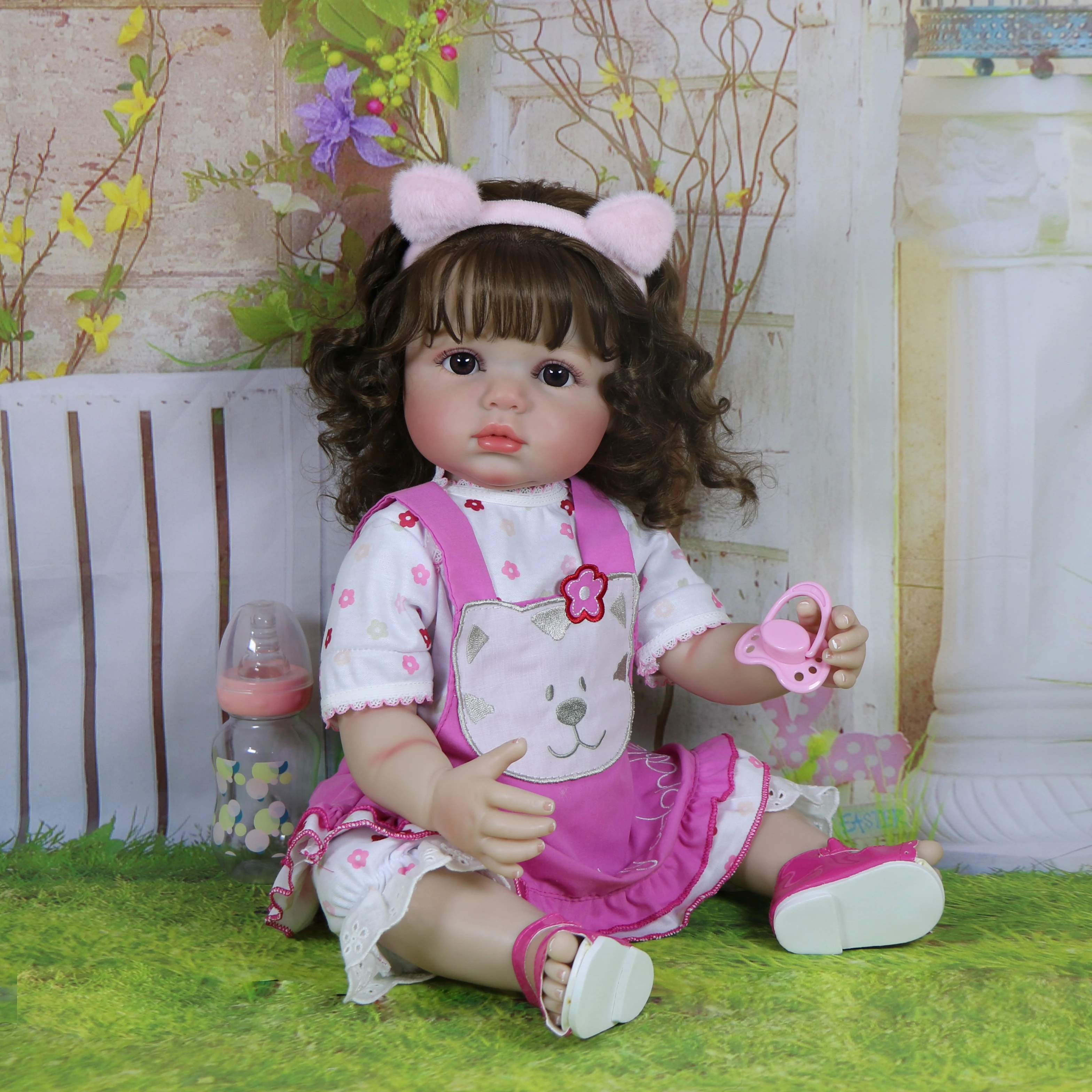 22-дюймовая Реалистичная Кукла Реборн С Каштановыми Корнями Волосами Глазами