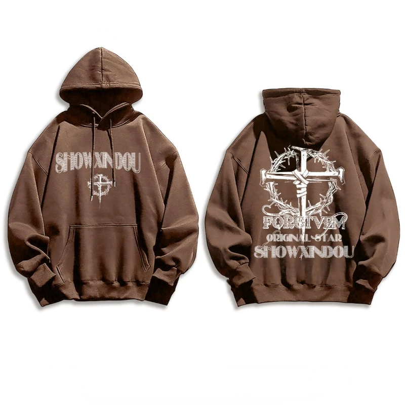 

Толстовка мужская в стиле Харадзюку, аниме худи в стиле ретро, модная повседневная спортивная толстовка оверсайз с графическим принтом, с п...