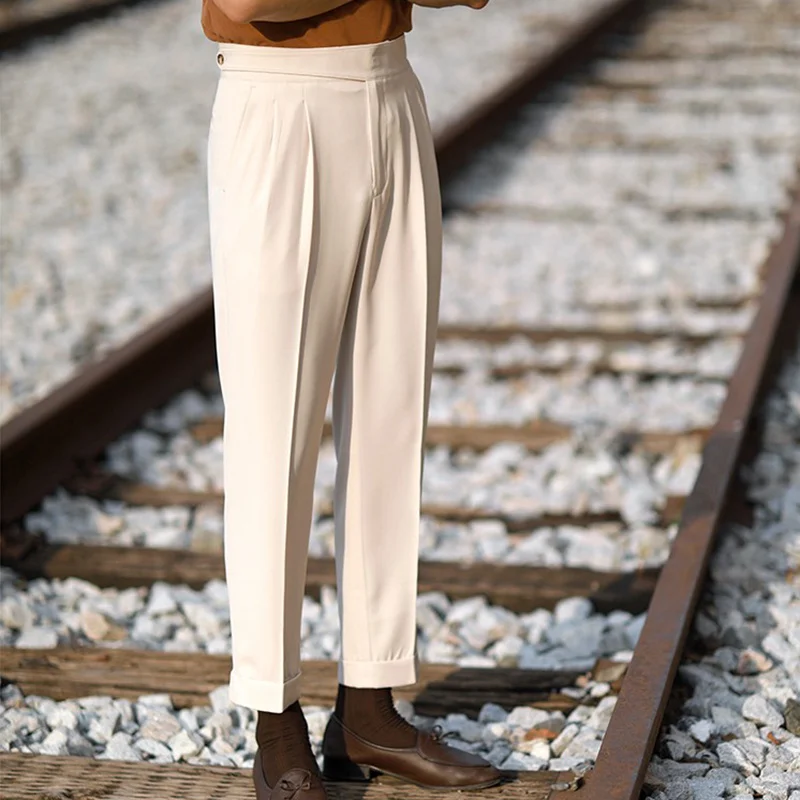 

Men 2023 Spring Autumn New Casual Slim Suit Pants Business Formal Dress Male Streetwear Office Social Trousers W194