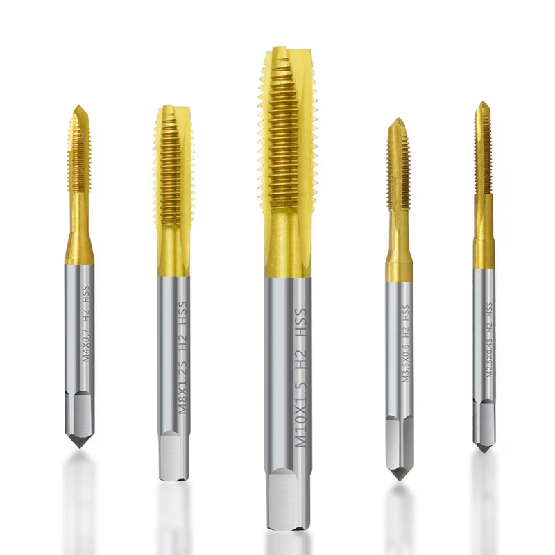 

HSS Titanium Coating Machine Tap M2-M16 Metric Straight Fluted Spiral Tip Thread Tap Titanium Coating