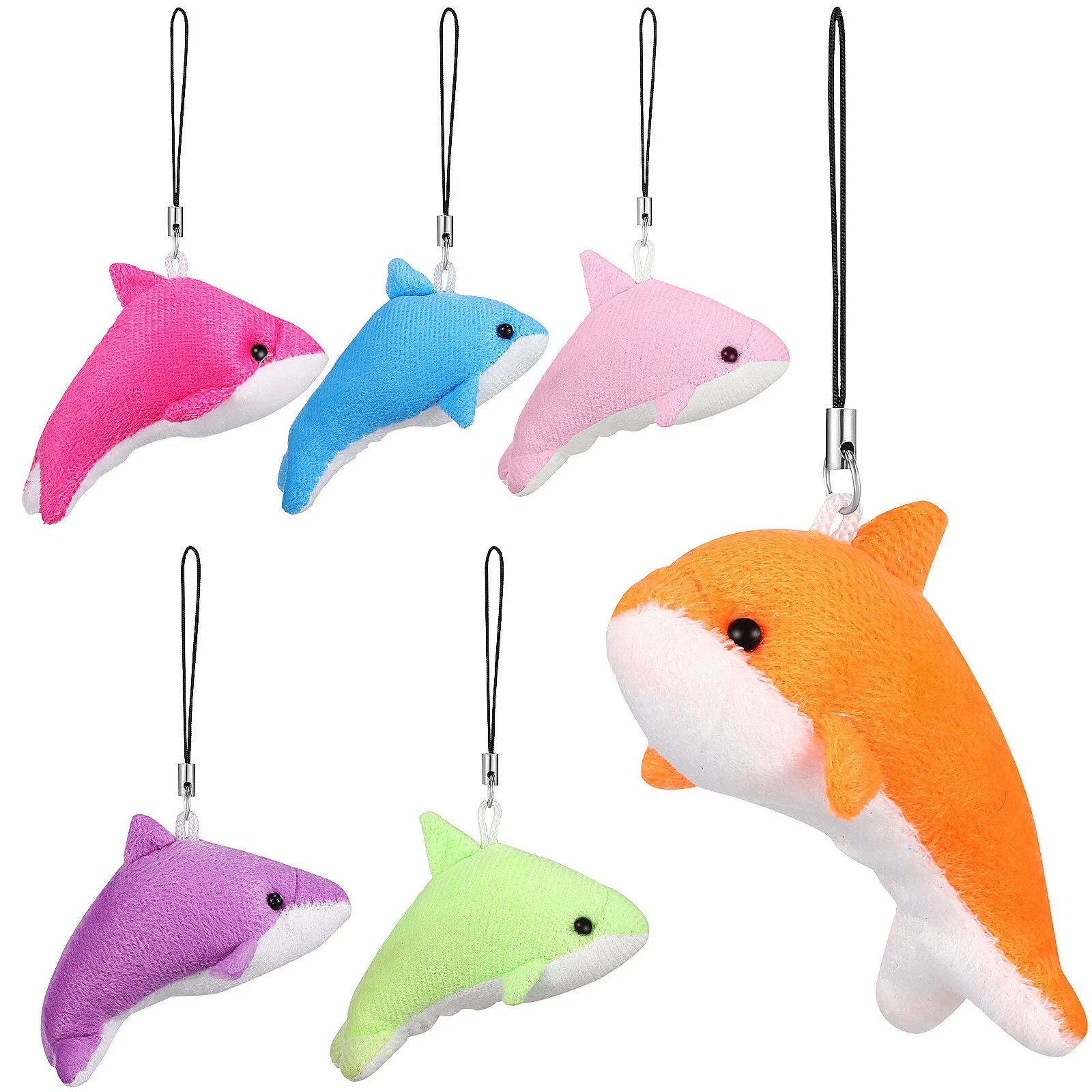 

6 Pcs Toy Wallet Keychain Charms Mini Stuffed Animals Bulk Little Dolphin Small Pendant Phone Pp Cotton Pendants Decorations