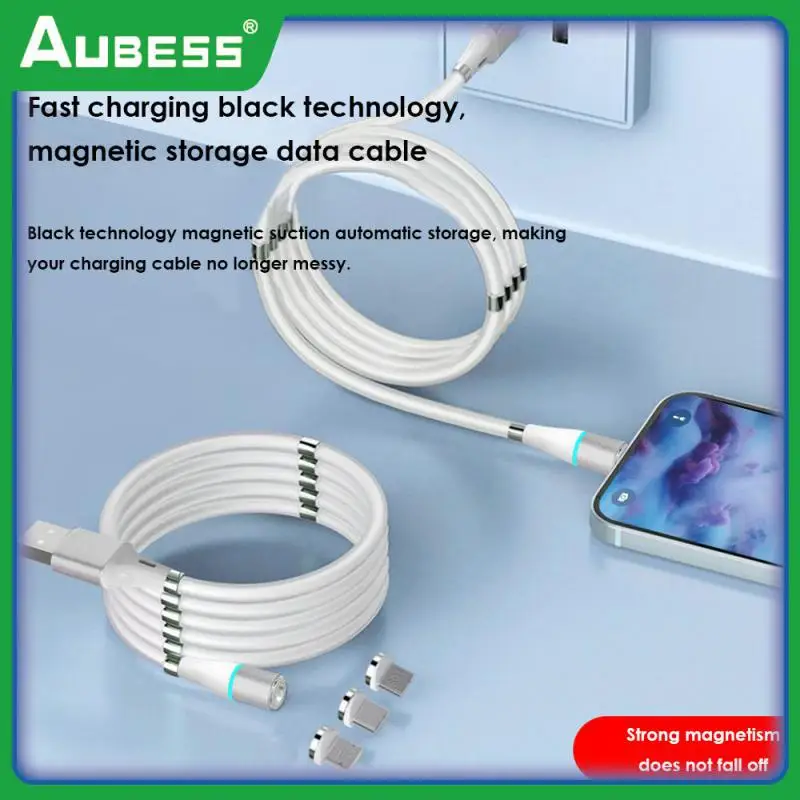 

Black Usb C Charger Silicone Magnetic Suction Charging Wire High Quality Aluminum Alloy Office Accessories 100cm Data Cord 2.4a