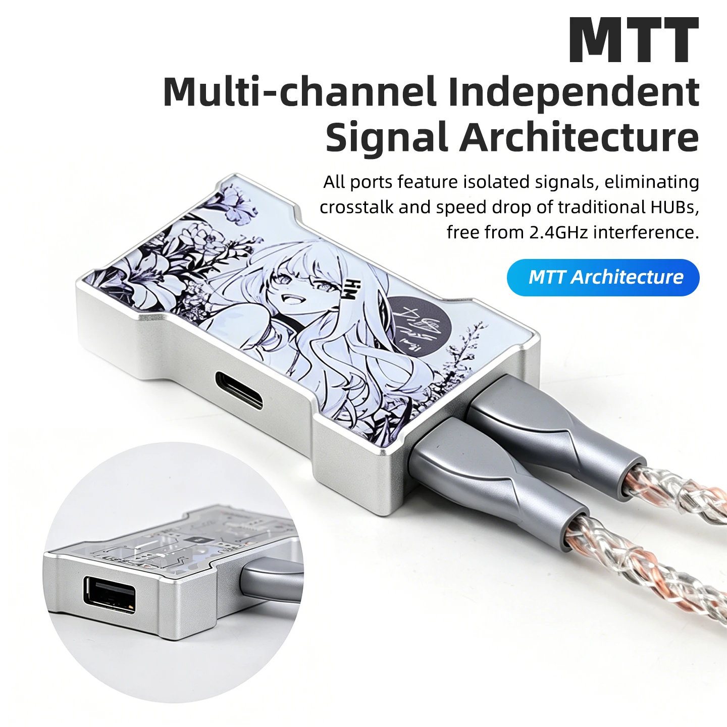 Фото HMLAB Hub-Little Gaming True 8K 2-3-портовый док-станция-концентратор USB с архитектурой MTT, корпус из алюминиевого сплава с ЧПУ и RGB-подсветкой №5