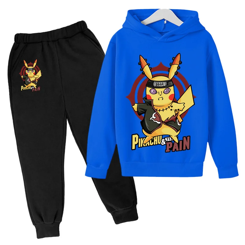 

4-14Y Kids Baby Boy Clothes Pokemon- Print Sets 2Pcs Long Sleeve Pikachu Hoodies+Pants Child Boy Cartoon Stree Wear Outfits 2022