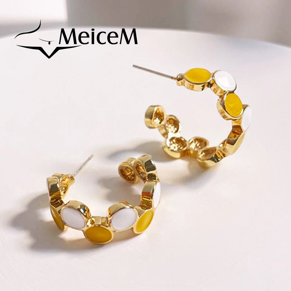 

New in Hoop Earrings Aesthetic 2023 Trending Original Cute Earings Elegant Enamel Accessories Jewelry Korean Earrings for Women