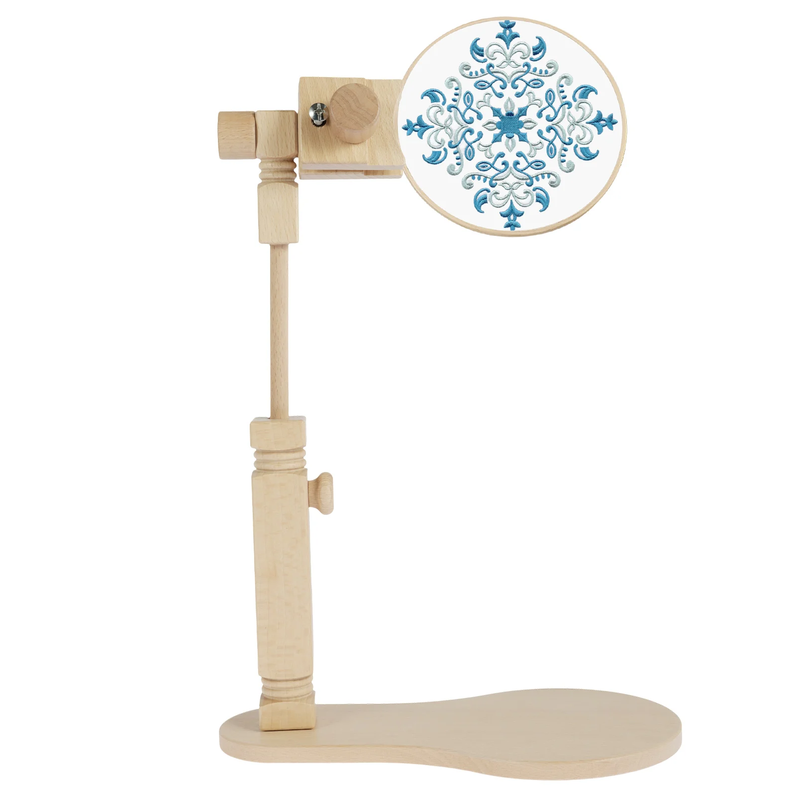 

New Wooden Embroidery Stand Adjustable Embroidery Hoop Stand Hands-Free Cross Stitch Stand 360° Rotated Embroidery Hoop Holder