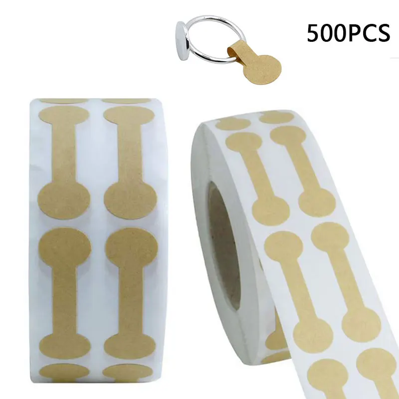 

Portable Blank Paper Jewelry Price Tag Brown Dumbell Tag Rectangle Self-Sticker Label Tool Ring Bracelet Jewelry Tags 500Pcs