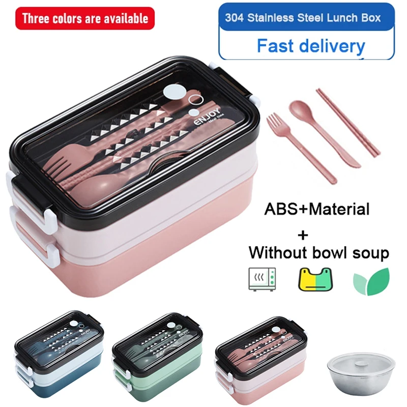 

Microwave Lunch Box 304 Stainless Steel Bento Box Dinnerware for Kids Worker Heating Lunch Container with Tableware Food Storage