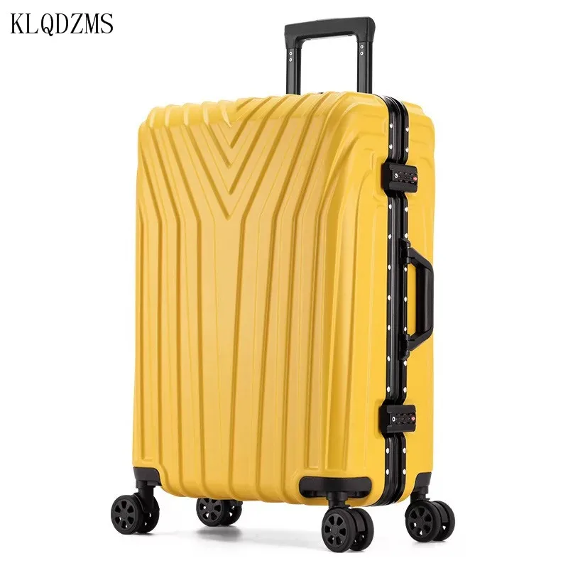 KLQDZMS Trolley Case Aluminum Frame Luggage Strong And Durable Female Universal Wheel Suitcase 24 Inch Thickened Password Box