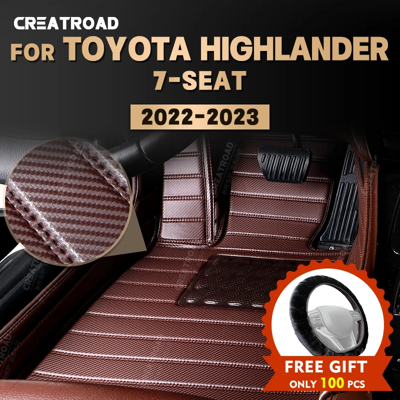 

Custom Carbon Fibre style Floor Mats For Toyota Highlander(Hybrid/Petrol)7 Seat 2022 2023 Carpet Cover Auto Interior Accessories