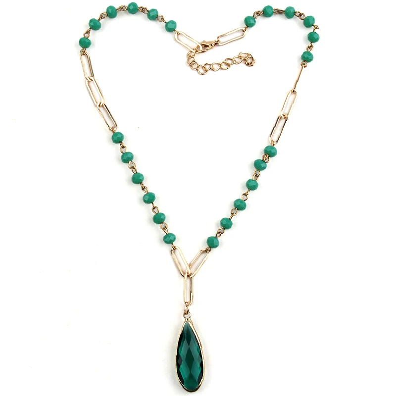 

Модное богемное ювелирное изделие RH, цепочка из Розария 6 мм, стеклянный хрустальный кулон, ожерелье-чокер для женщин, праздничный подарок