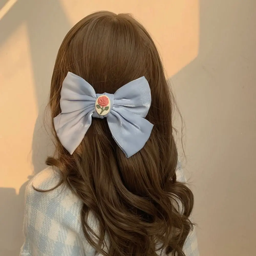 

Large Bow Spring Clip Mesh Hair Clips Vintage Girls Rose Flower Hairpins Women Bowknot Ponytail Holder Hairgrip Gifts Headdress