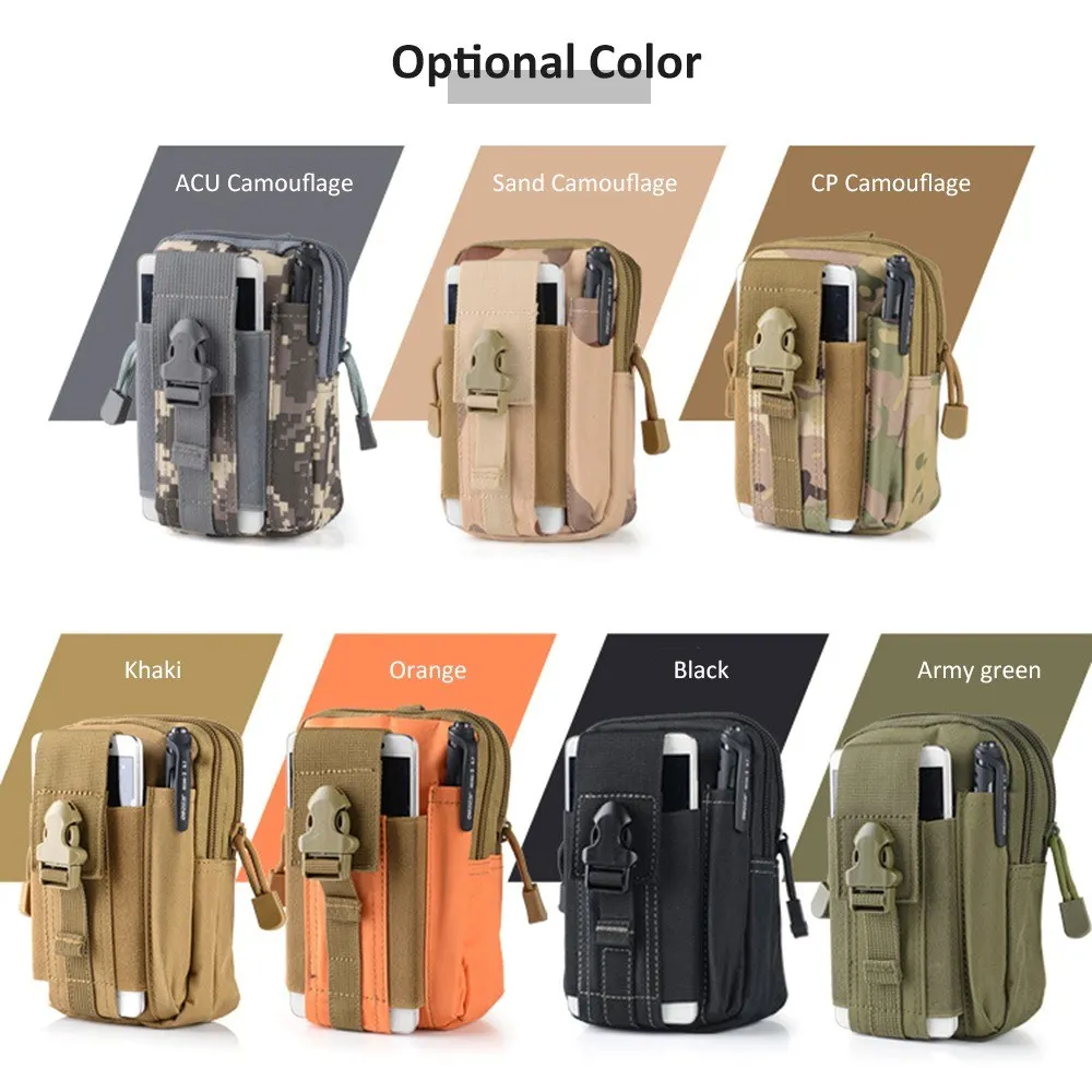 

Black Portable Outdoor Pocket Bag Mobile Phone Waist Bag Wearing Running Multi-functional Bag for Camping Hiking Fishing
