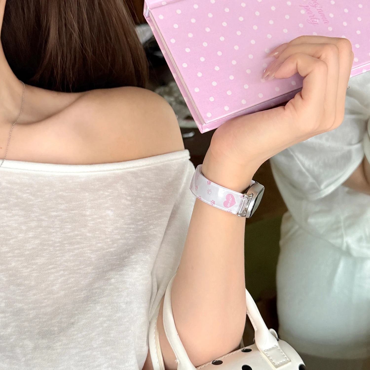 Фото Милый ремешок из ТПУ с узором кошачьих лапок для Xiaomi Band 8 9 10 Pro, милый женский ремешок для Redmi Watch 4 5 6, универсальный, 18 20 22 мм №5