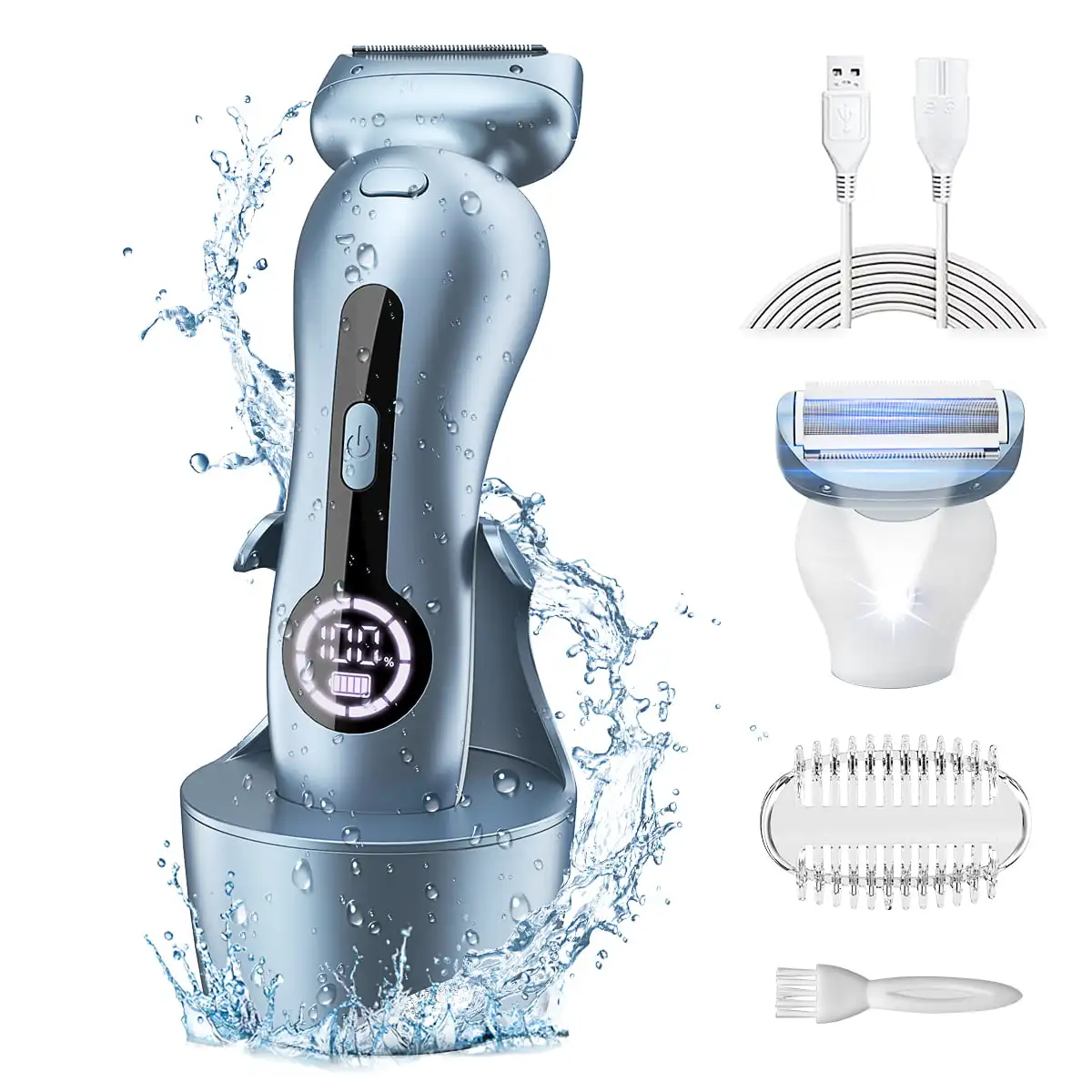 

Electric Shaver for Women, Womens Lady IPX7 Waterproof Legs Arm Underarm Painless Epilator Body Hair Remover Rechargeable Wet D