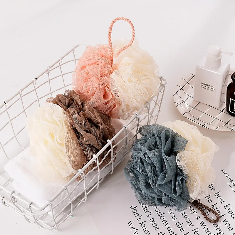 

2PCs Soft Color Matching Foaming Net Back Rubbing Bath Products