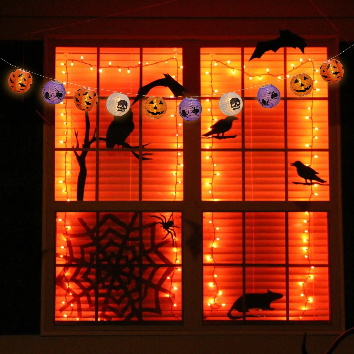 

1 Set of Paper Lantern Pumpkin String Lights String Lights Party Decoration