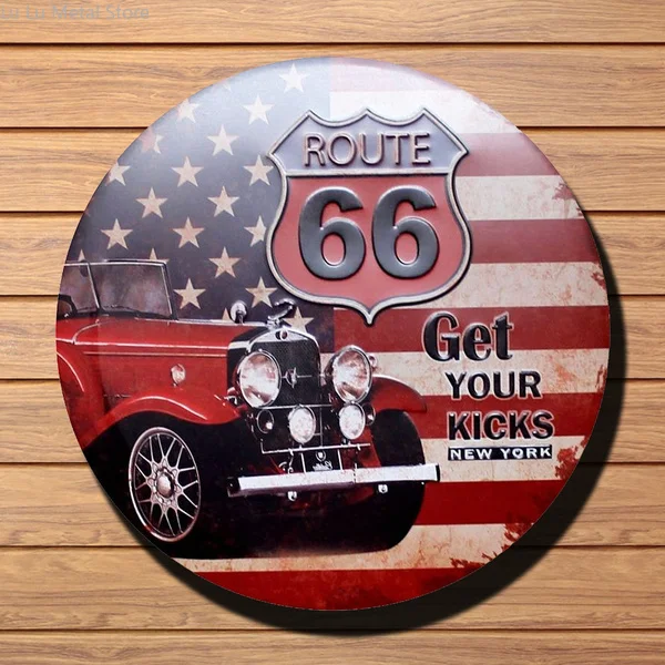 

Route 66 Vintage Ronde Metalen Tin Teken Retro Tin Plaat Bord Muur Decor Boerderij Decor Metalen Plaat Boerderij Decor