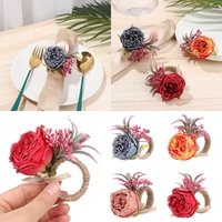 10pieces handmade simulation rose napkin ring faux napkin buckles holder flower napkin rings for wedding party table decoration