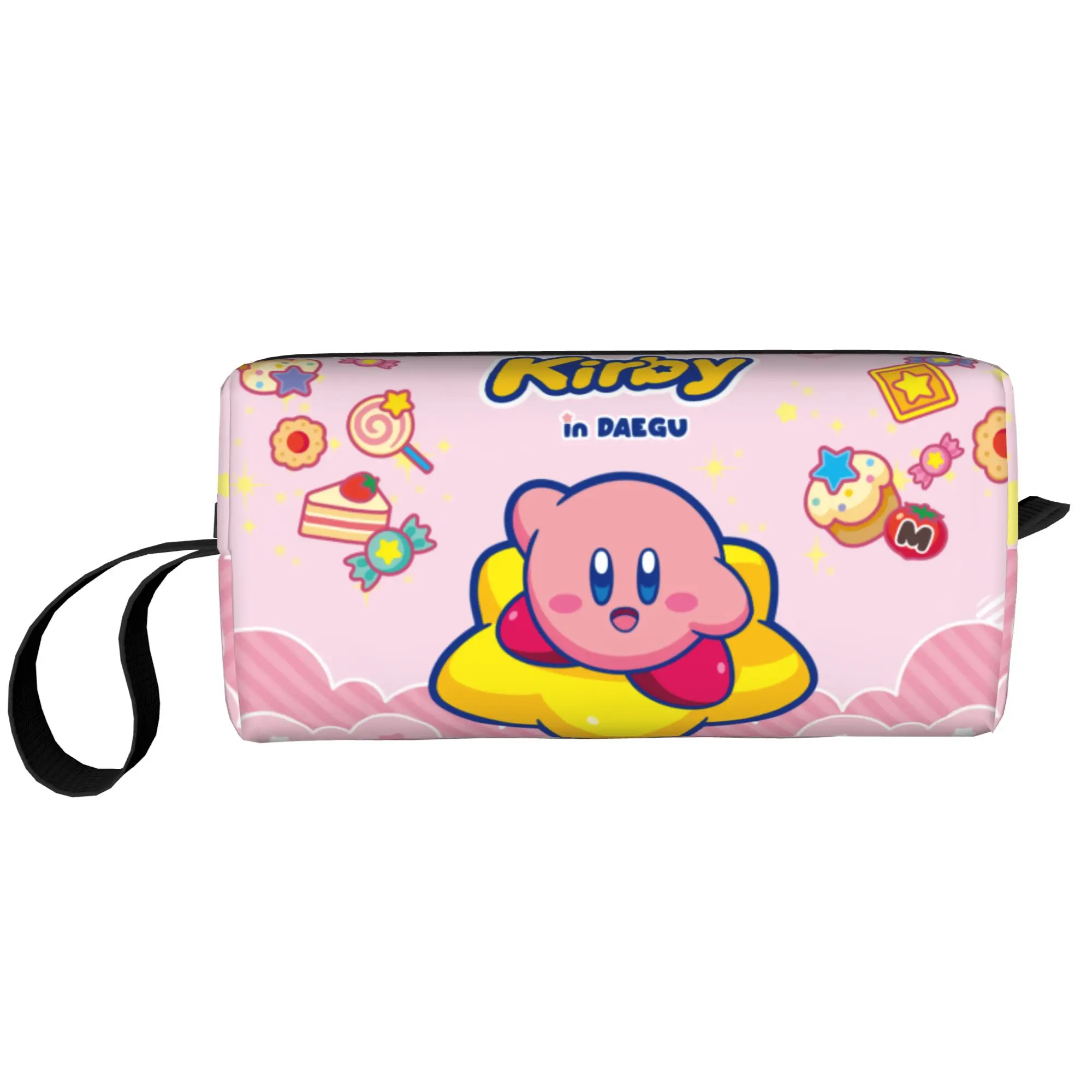 Фото Косметичка Custom Travel K-Kirbys: Милая мультяшная сумка-органайзер для макияжа и туалетных принадлежностей для женщин, кейс для хранения косметики и туалетных принадлежностей №1
