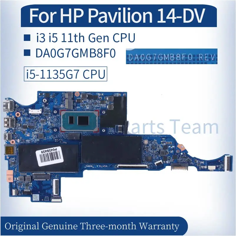

For HP TPN-Q244 14-DV 14-DV0511SA Laptop Mainboard DA0G7GMB8F0 M16645-601 M16646-601 I3-1115G4 I5-1135G7 Notebook Motherboard