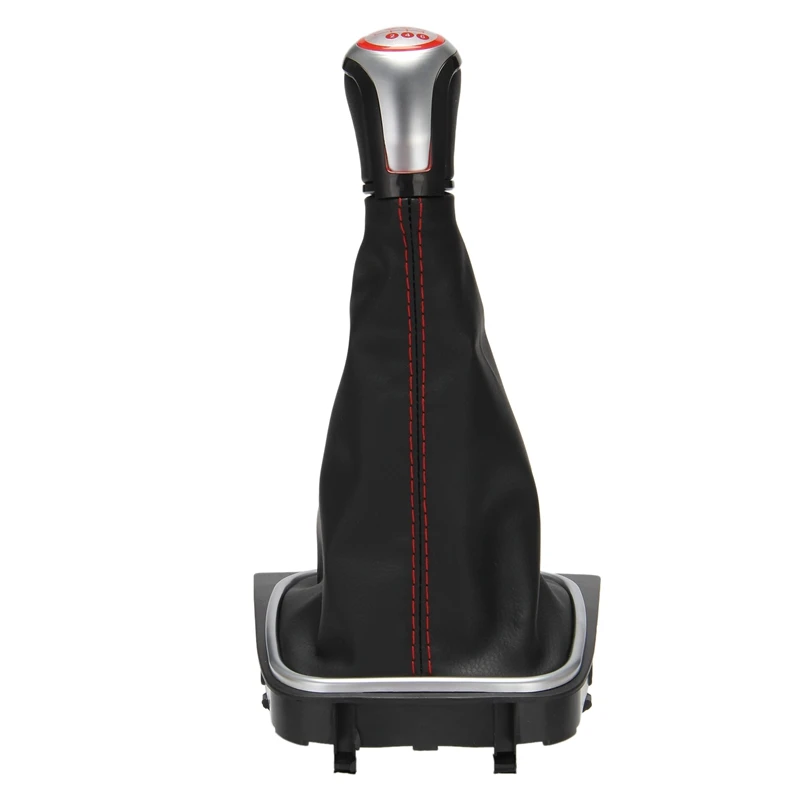 

6 Speed Manual Gear Shift Knob Gaiter Boot Cover Shifter Lever Handle for Golf 5 6 MK5 MK6 Rline 35,Silver Cover