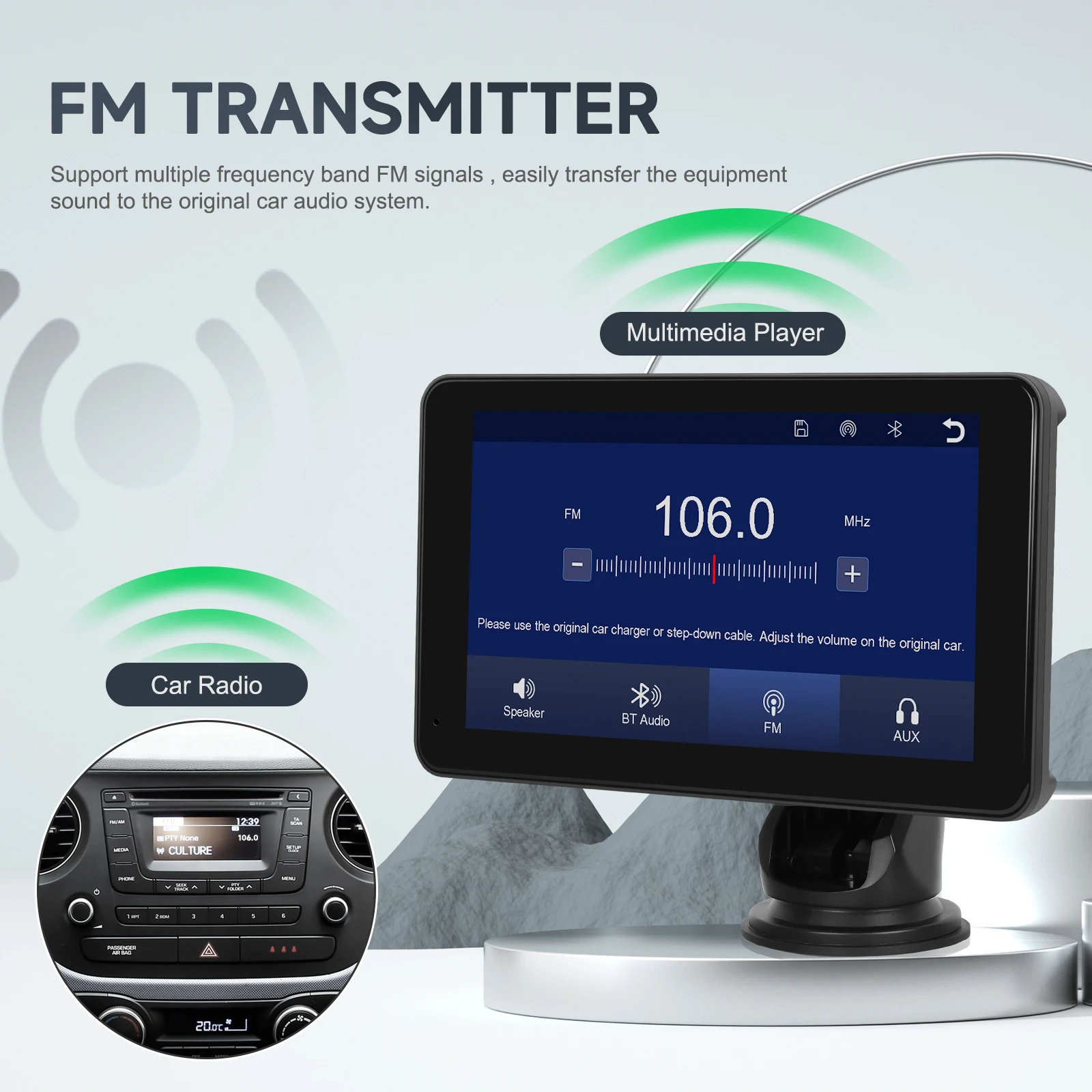 Мультимедийный плеер Podofo на Android с 7 &quotэкраном IPS экраном FM радио Bluetooth типоразмер