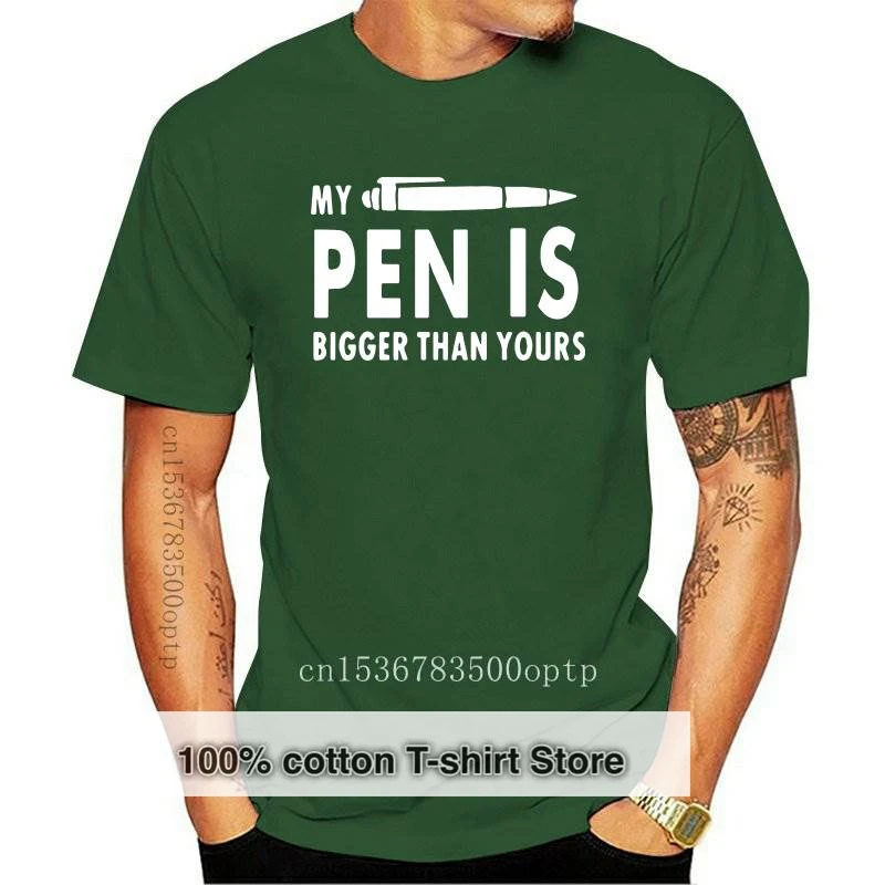 

Новые забавные мужские футболки с надписью My Pen больше ваших, 100% хлопок, летние футболки, уличная одежда, футболки, Забавные футболки, мужска...