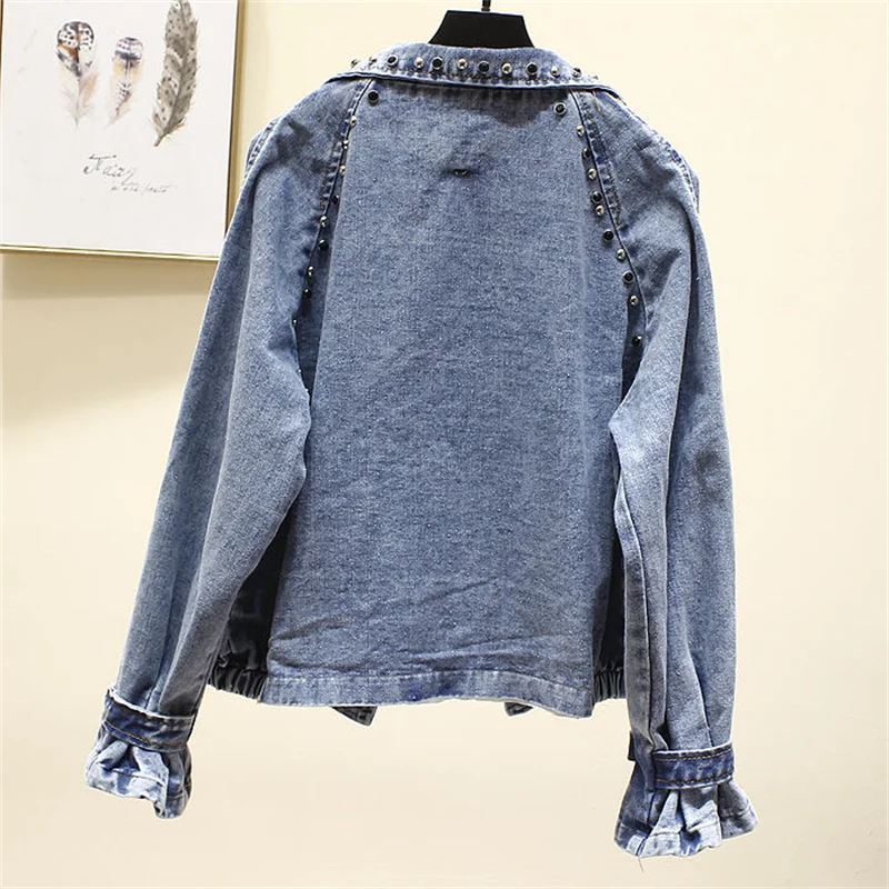 Куртка женская джинсовая в Корейском стиле свободная ветровка гонконгском с
