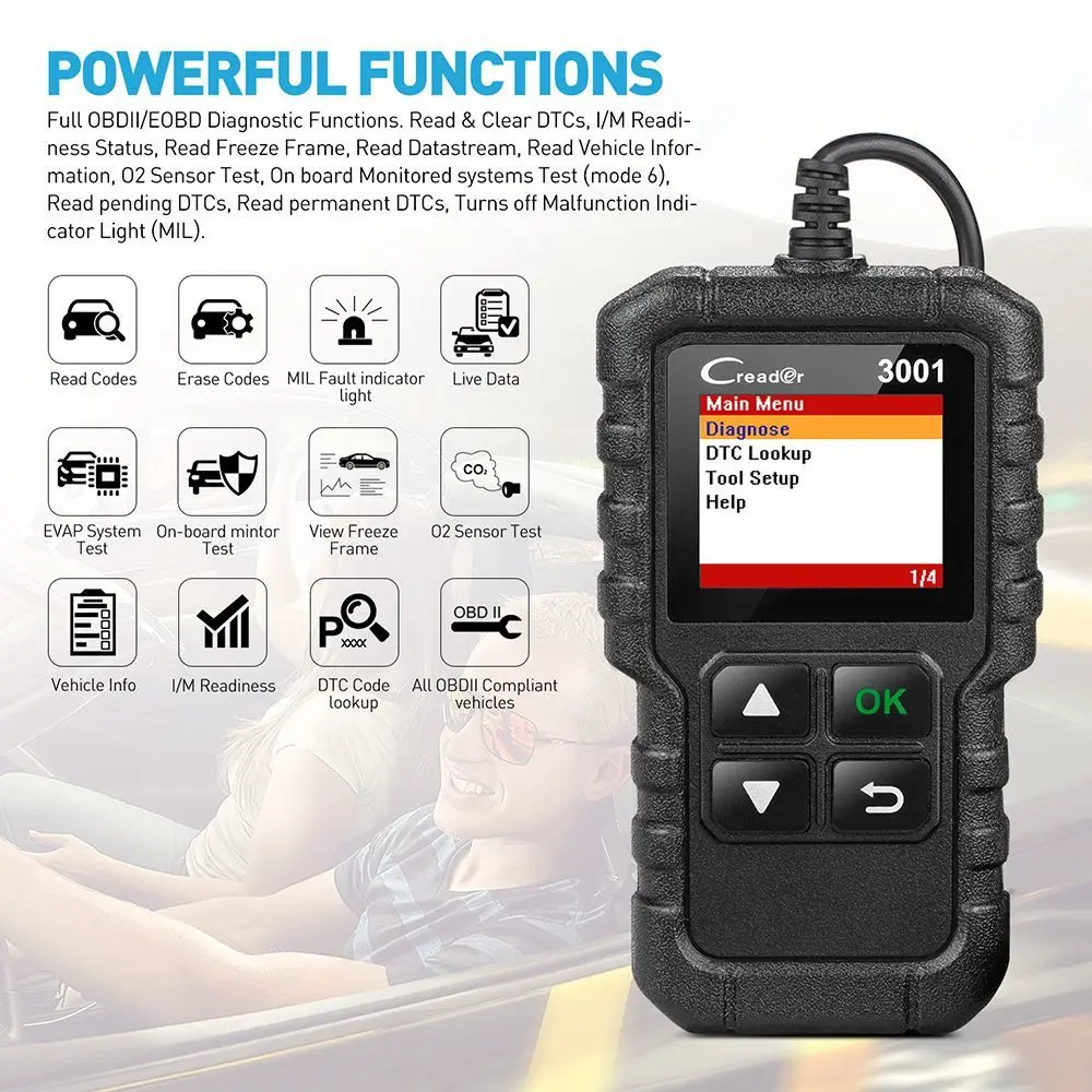 10 шт. портативный X431 Full OBDII EOBD функциональный Creader 3001 считыватель кодов CR3001 сканер