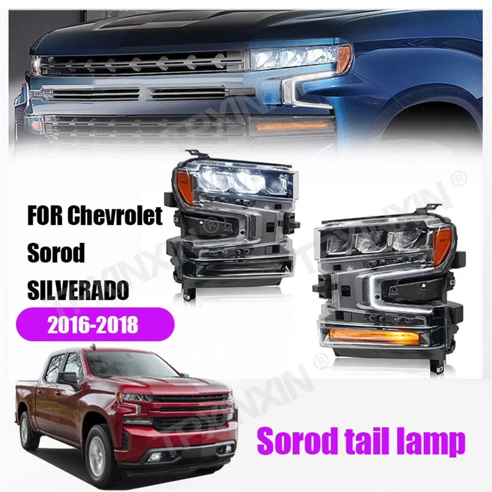 

For Chevrolet Silverado Sorod 2016-2018 Headlamp Led Assembly Modification Plug And Play Turn Signal Auto Accessories DRL