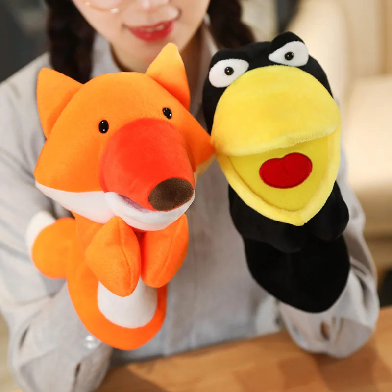

Dress Up Glove Crow Foxes Plush Hand Puppets Soft Stuffed Animal Cartoon Story Telling Learning Accompany Toy Kids Birthday Gift