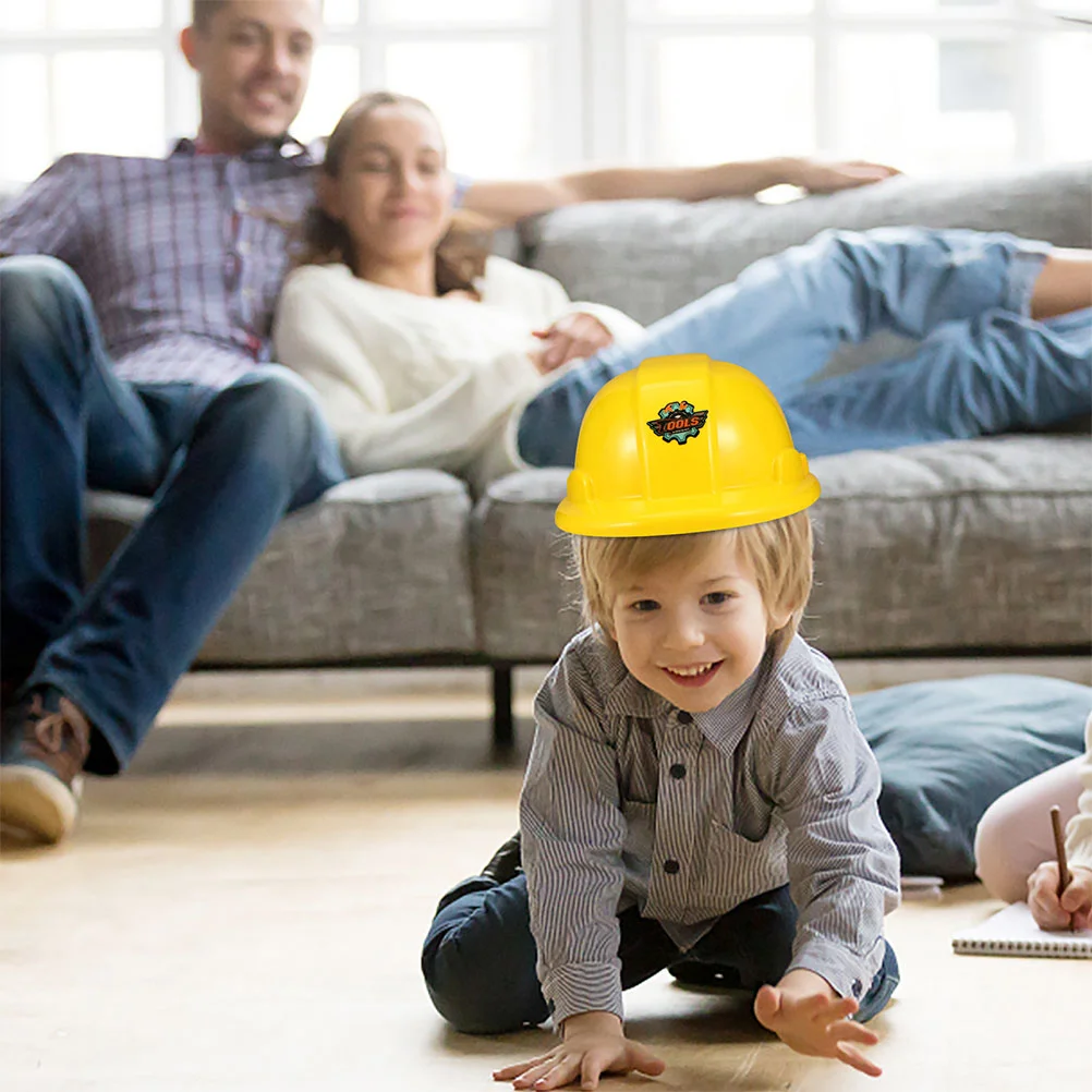 4-шт игрушечная инженерная шляпа детские пластиковые строительные шапки желтая